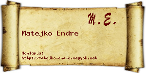 Matejko Endre névjegykártya